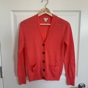 J. Crew Neon Rose Merino V-neck Cardigan Sweater